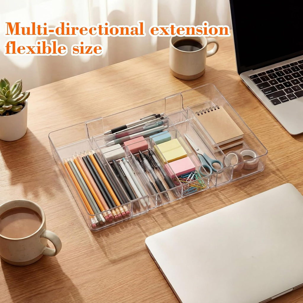 2 Pack Clear 8 Compartment Drawer Organizer