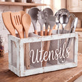 3 Compartment White Utensil Holder