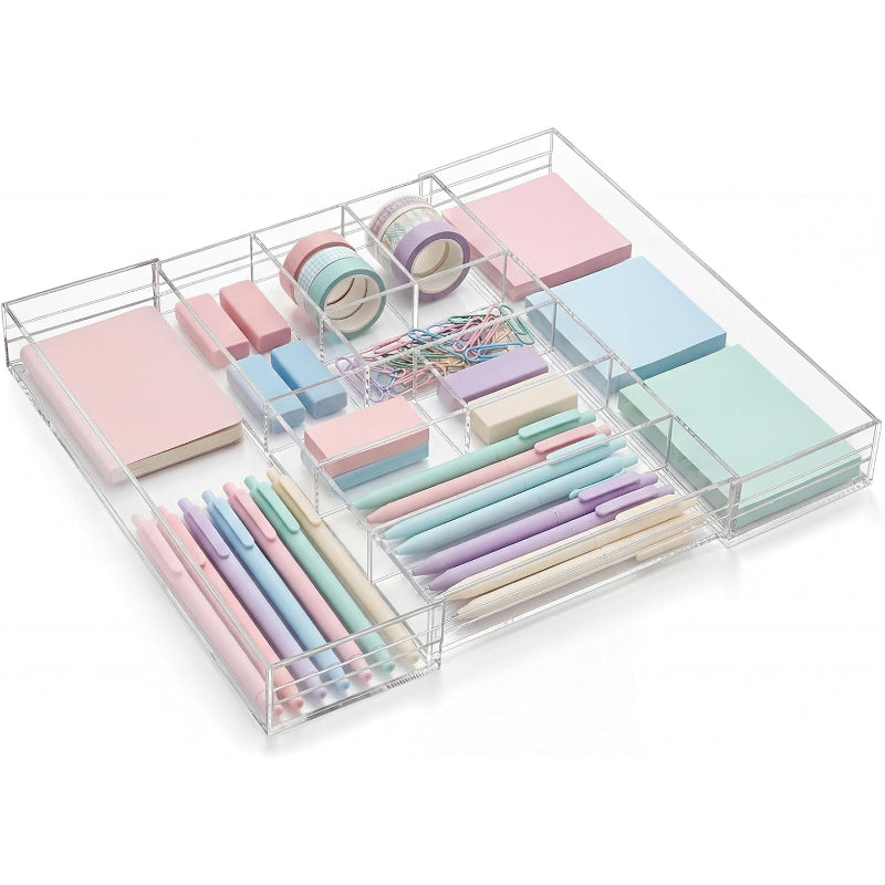 9 Compartment Expandable Acrylic Drawer Organizer