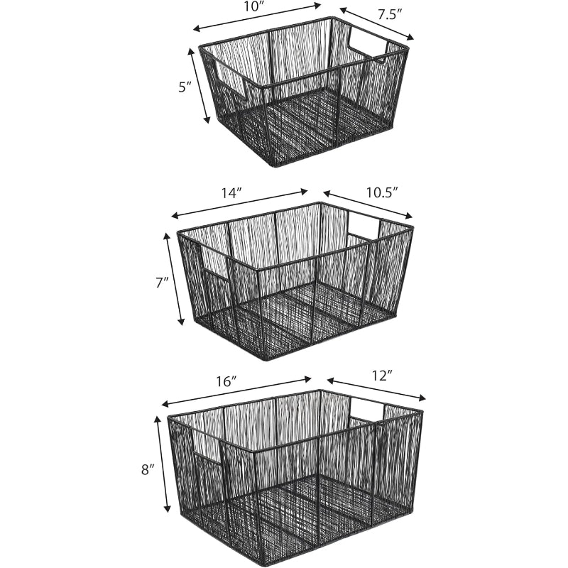 6 Pack Black Mesh Storage Baskets